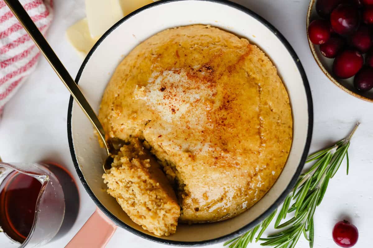 Festive Eggnog Protein Pancake Bowl